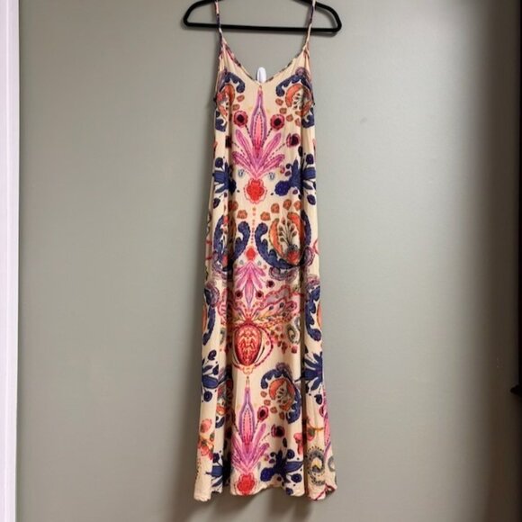 Natural Life Womens Gracie Slip Maxi Dress Size S Cream Motif Boho Hippie Fairy - Picture 1 of 8